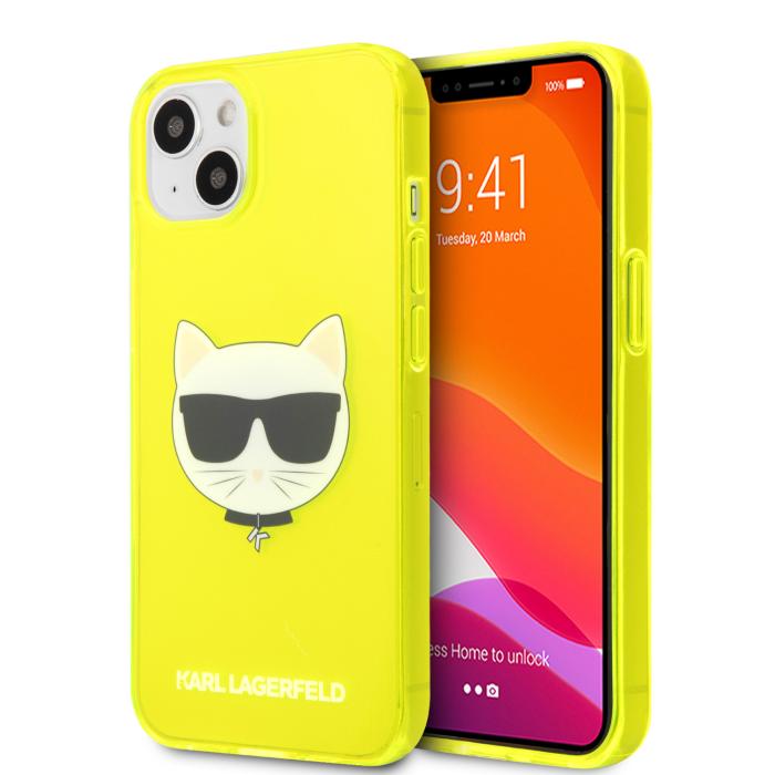 Bild 1, Karl Lagerfeld iPhone 13 Skal TPU Choupette Fluorescent Gul