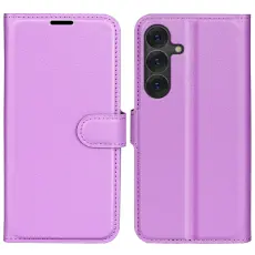 Samsung Galaxy S25 Fodral Litchi L&auml;der Lila