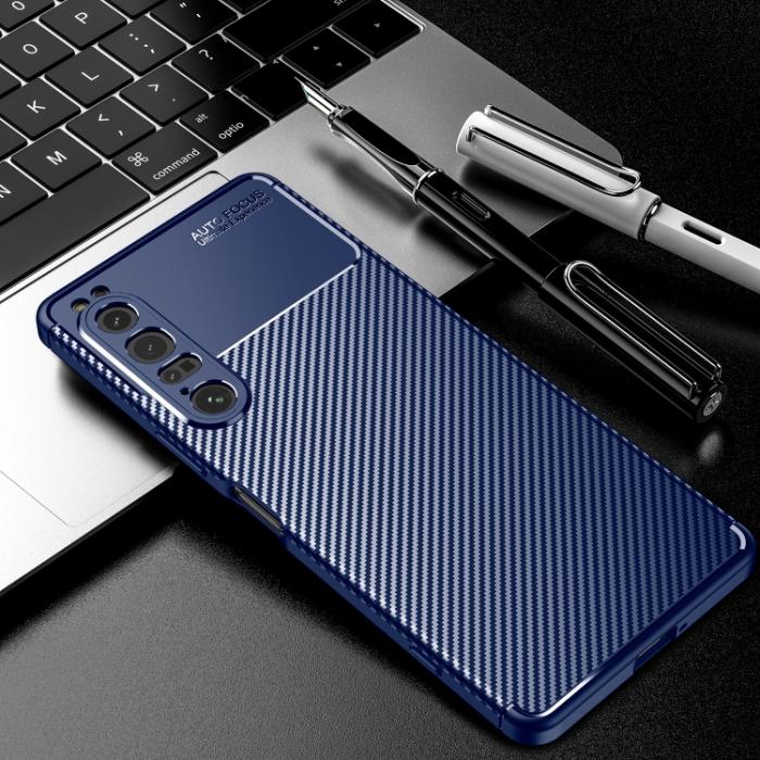 Bild 2, Sony Xperia 1 IV Skal Kolfiber Textur Blå