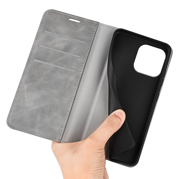 Bild 4, iPhone 16 Pro Fodral Flip Läder Grå