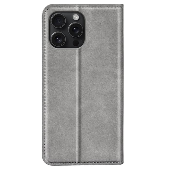 Bild 6, iPhone 16 Pro Fodral Flip Läder Grå
