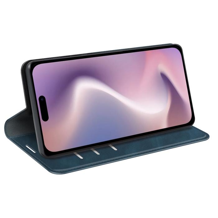 Bild 3, iPhone 16 Pro Fodral Flip Läder Blå