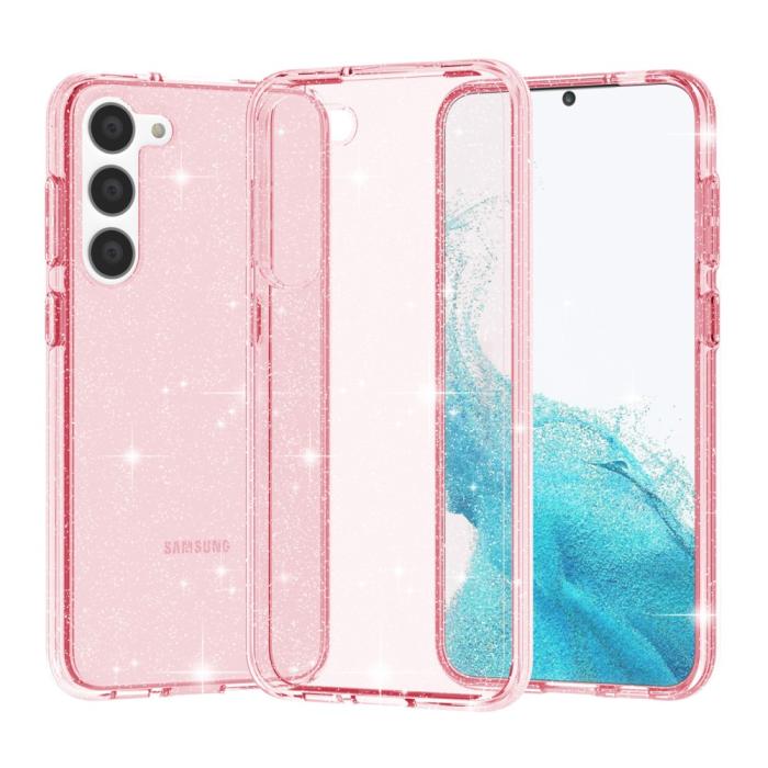 Bild 2, Samsung Galaxy S23 Skal Glitter Hybrid Rosa