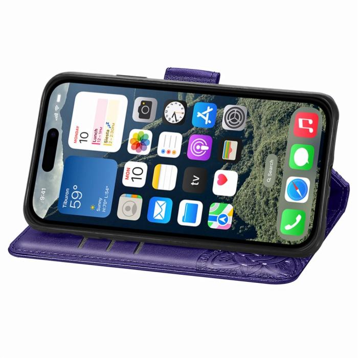 Bild 4, iPhone 17e / 16e Fodral Med Fjäril Tryck Lila