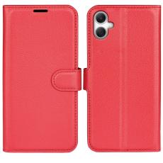 Samsung Galaxy A07 Fodral Litchi L&auml;der R&ouml;d