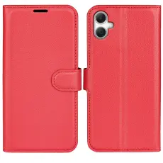 Samsung Galaxy A07 Fodral Litchi L&auml;der R&ouml;d