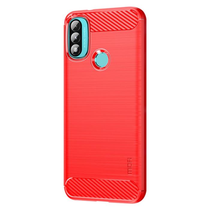 Bild 2, MOFI Motorola Moto E20 / E40 Skal Borstad Stål Textur Röd
