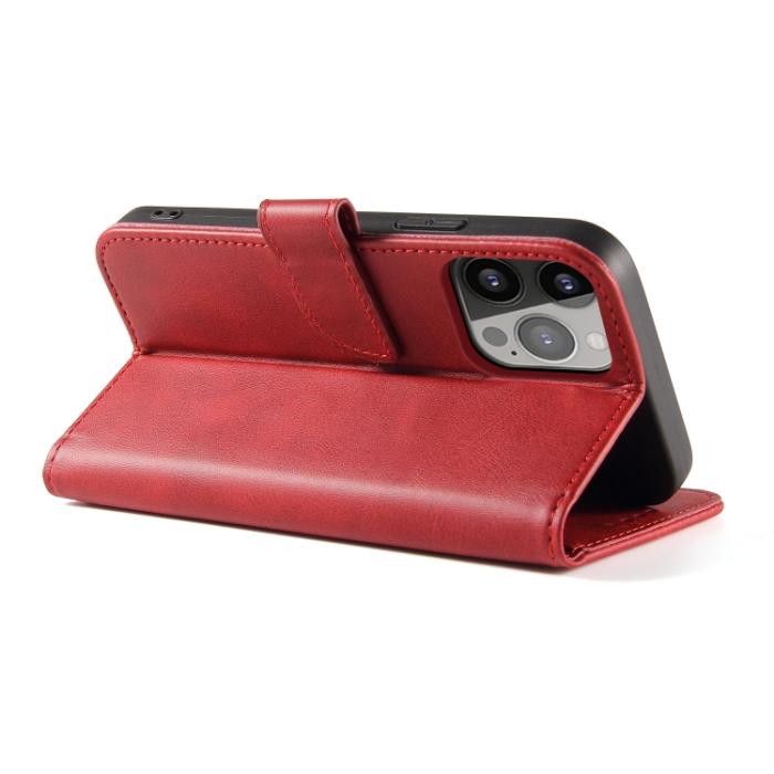 Bild 4, iPhone 14 Fodral Solid Läder Röd
