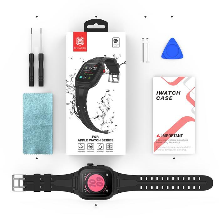 Bild 6, ShellBox Armband Apple Watch 42 mm Vattentätt Skal Svart