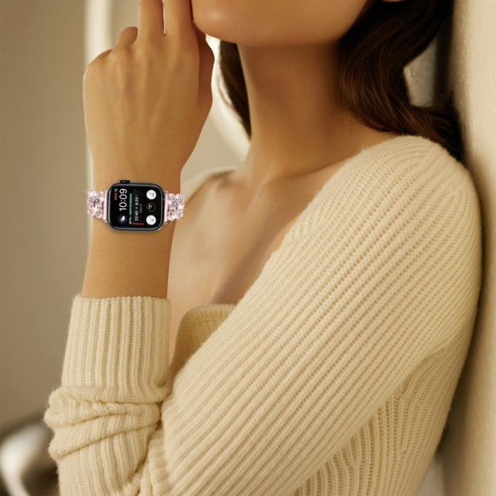 Bild 6, Apple Watch 38/40/41mm Metal Bling Armband Roséguld