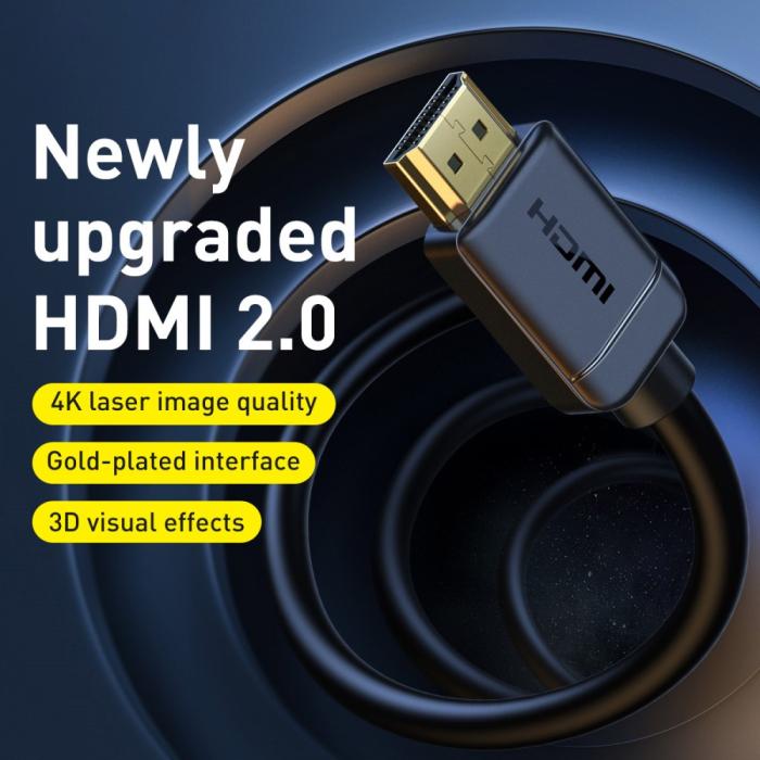 Bild 5, Baseus 75cm 4K 60Hz HD HDMI - HDMI 2.0 Kabel Svart