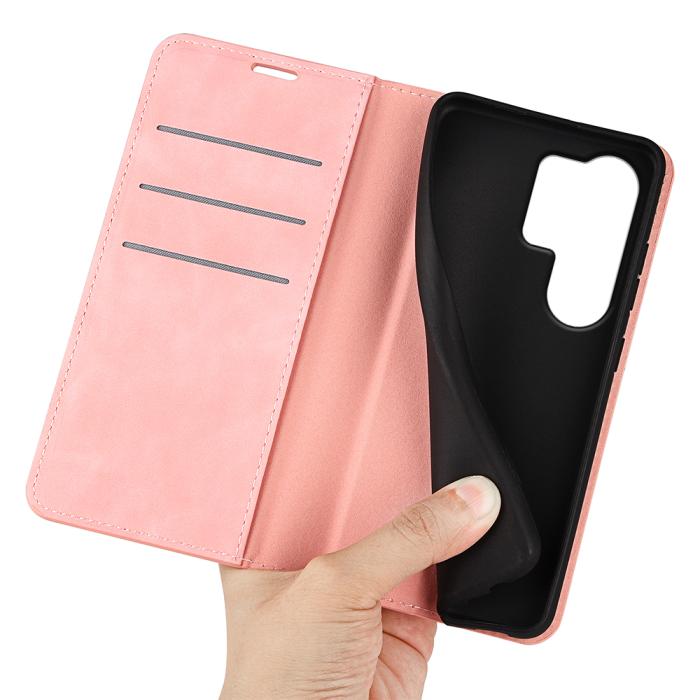 Bild 4, Samsung Galaxy S26 Ultra Fodral Flip Skin Touch Läder Rosa