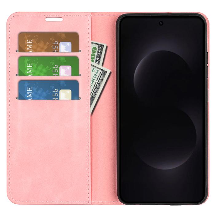 Bild 5, Samsung Galaxy S26 Ultra Fodral Flip Skin Touch Läder Rosa