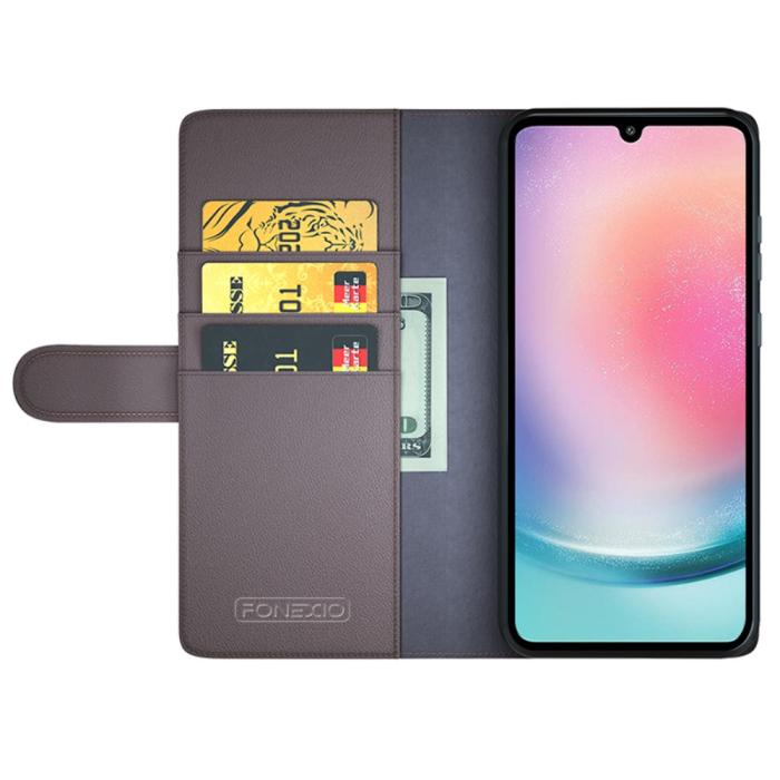 Bild 2, Samsung Galaxy A25 5G Fodral Premium Äkta Läder Brun