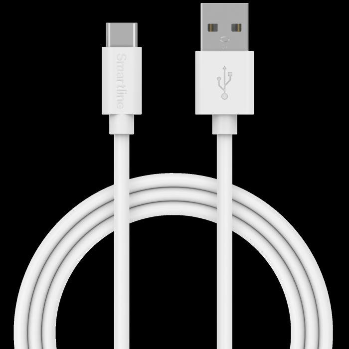 Bild 1, Smartline 2m 3A USB-C Laddningskabel Vit
