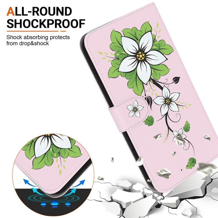 Bild 3, Samsung Galaxy A27 5G Fodral Läder Blommor Rosa/Vit
