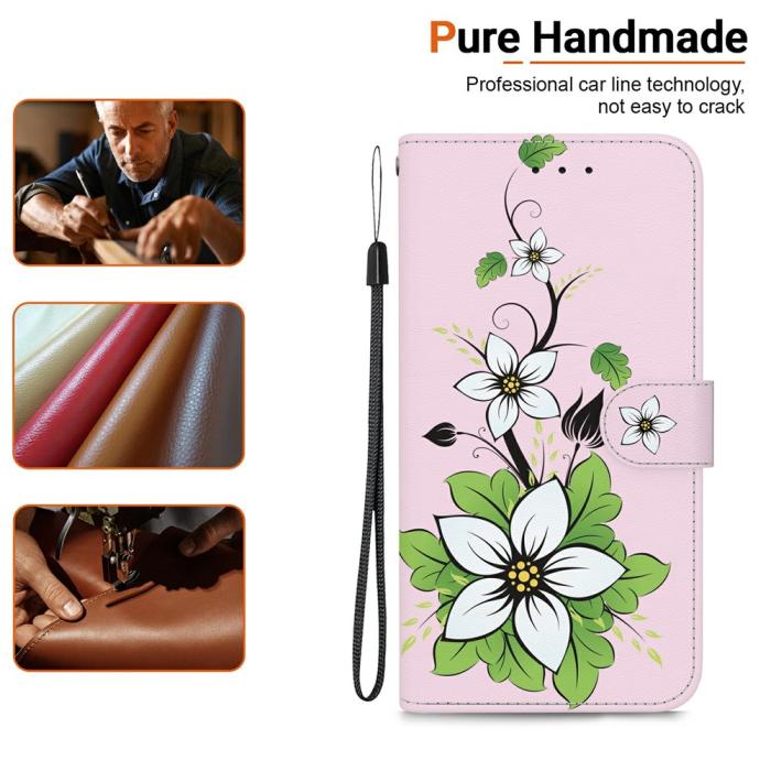 Bild 5, Samsung Galaxy A27 5G Fodral Läder Blommor Rosa/Vit
