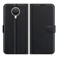 Nokia G10 / G20 Fodral Litchi L&auml;der Svart
