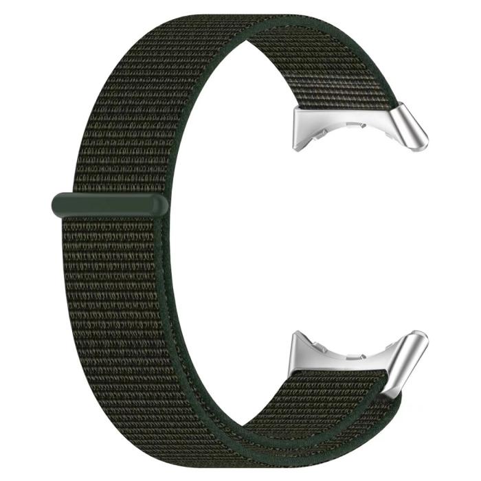 Bild 1, Google Pixel Watch / Watch 2 Nylon Loop Armband Militär Grön