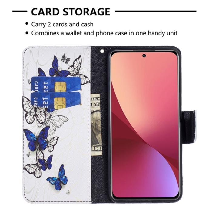 Bild 5, Xiaomi 12 Fodral Med Tryck Blå Fjärilar