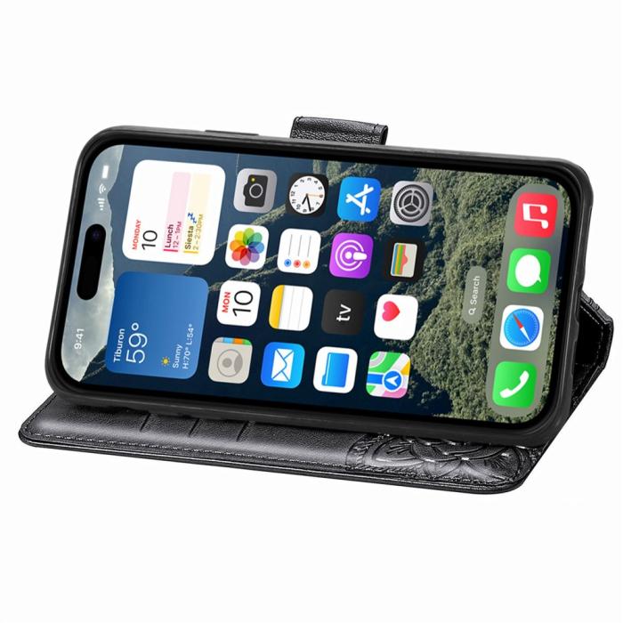 Bild 4, iPhone 17e / 16e Fodral Med Fjäril Tryck Svart