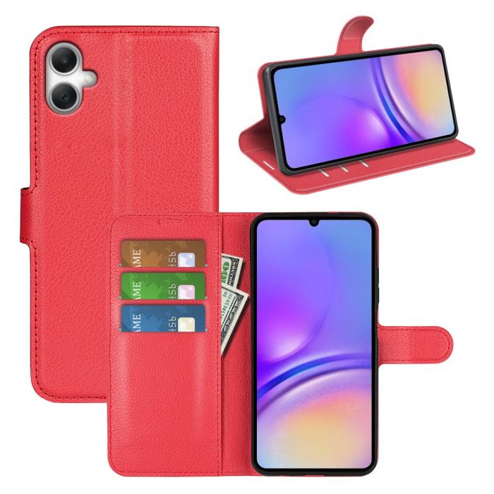 Bild 6, Samsung Galaxy A07 Fodral Litchi Läder Röd