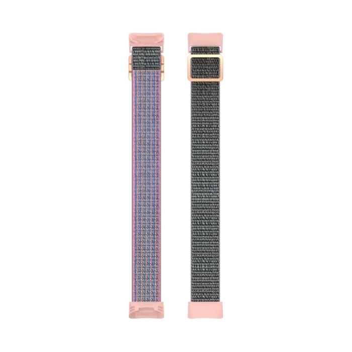 Bild 5, Fitbit Charge 6 / 5 Armband Justerbart Nylon Grå/Rosa