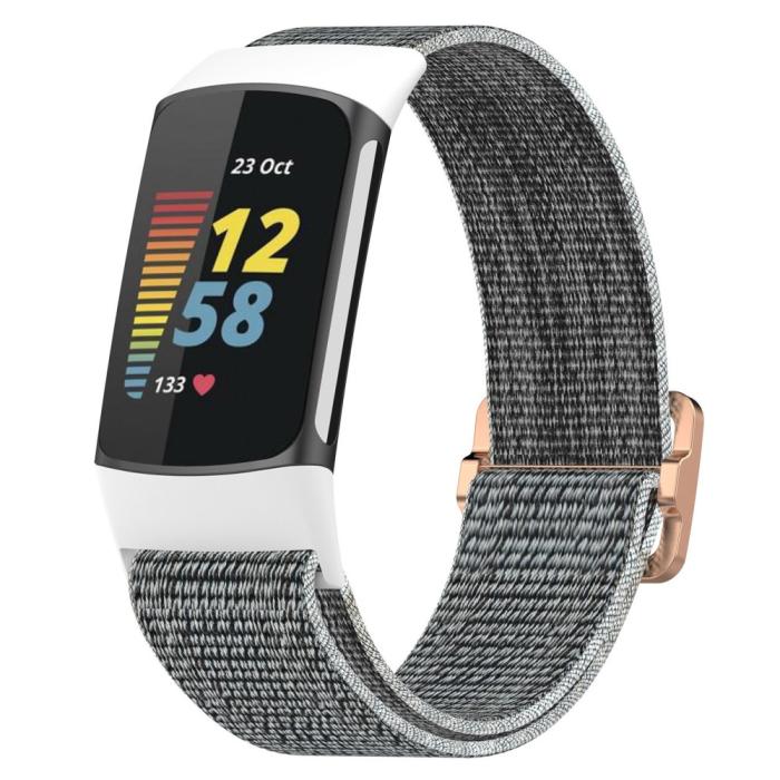 Bild 2, Fitbit Charge 6 / 5 Armband Justerbart Nylon Grå
