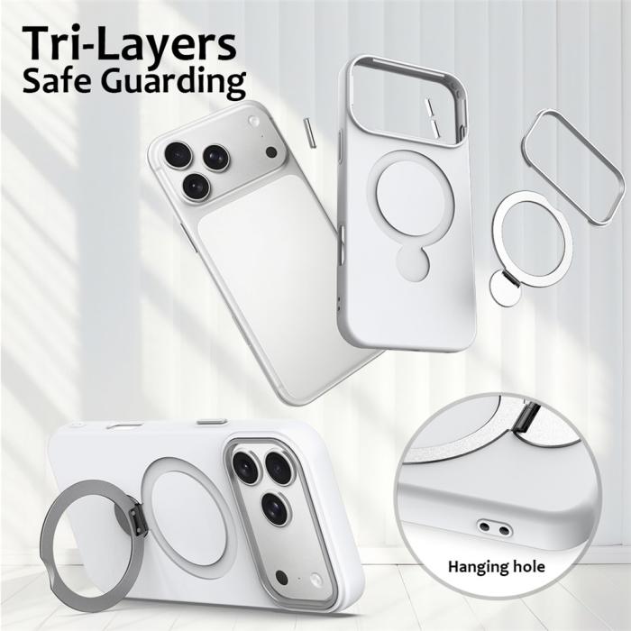 Bild 6, iPhone 17 Pro Max Skal MagSafe Kickstand Hybrid Vit