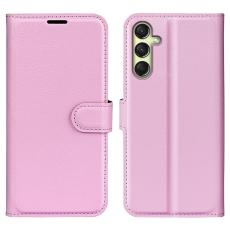 Samsung Galaxy A16 Fodral Litchi L&auml;der Ljus Rosa