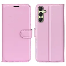 Samsung Galaxy A16 Fodral Litchi L&auml;der Ljus Rosa