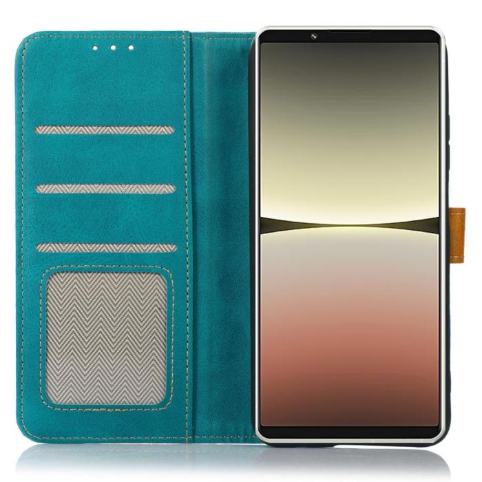 Bild 3, Sony Xperia 1 V Fodral Dual-Color Läder Ljus Grön