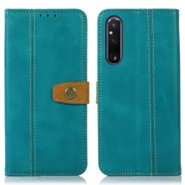 Sony Xperia 1 V Fodral Dual-Color Läder Ljus Grön