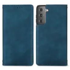 Samsung Galaxy S22 Plus Fodral Flip Retro Läder Blå