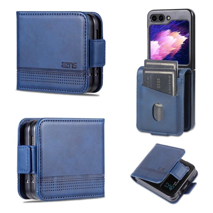 Bild 1, AZNS Galaxy Z Flip 5 Fodral Läder Blå