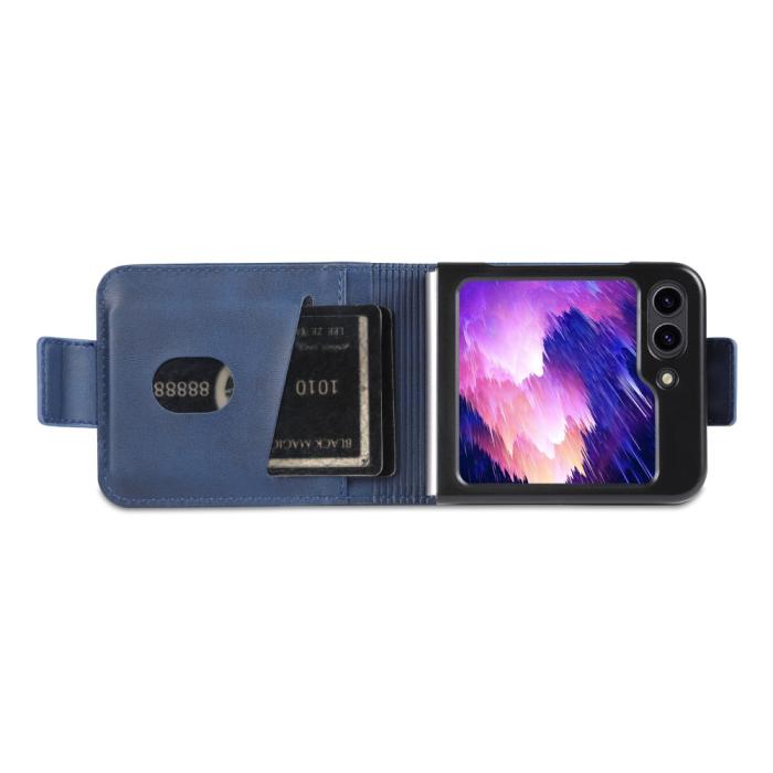 Bild 2, AZNS Galaxy Z Flip 5 Fodral Läder Blå