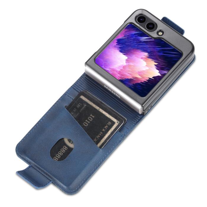 Bild 3, AZNS Galaxy Z Flip 5 Fodral Läder Blå