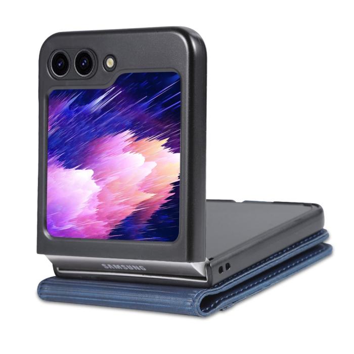 Bild 5, AZNS Galaxy Z Flip 5 Fodral Läder Blå
