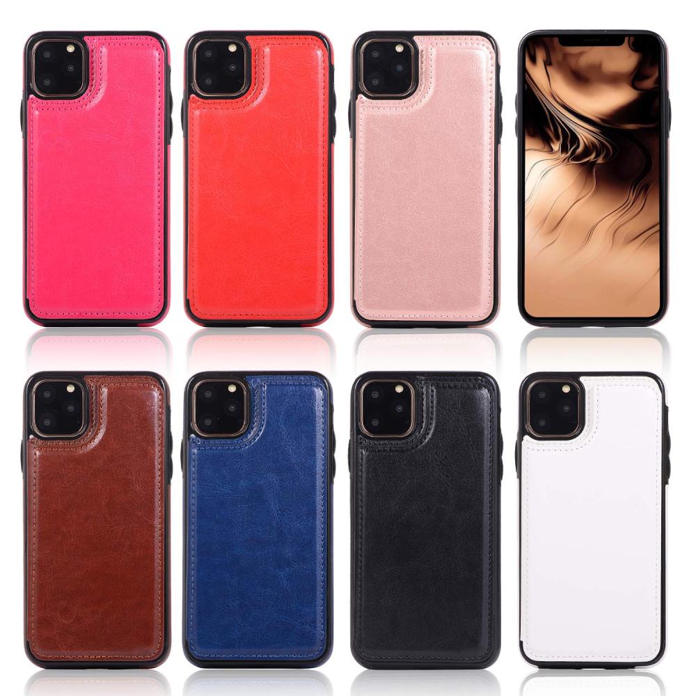iPhone 11 Pro Max - Läderskal med kortfack - Röd