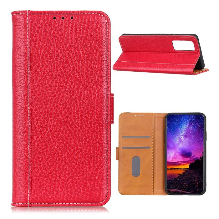 Bild 1, Samsung Galaxy A72 - Litchi Läder Fodral - Röd