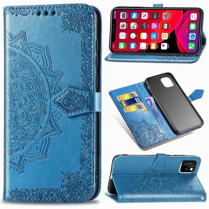 Bild 1, iPhone 11 - Plånboksfodral Mandala - Blå