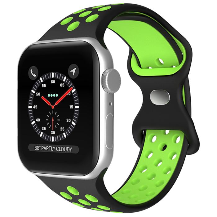 Bild 2, Sportarmband Dual-Color Apple Watch 42/44/45/49 mm (M/L) Svart/Grön