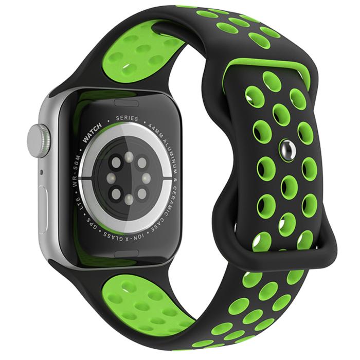 Bild 1, Sportarmband Dual-Color Apple Watch 42/44/45/49 mm (M/L) Svart/Grön