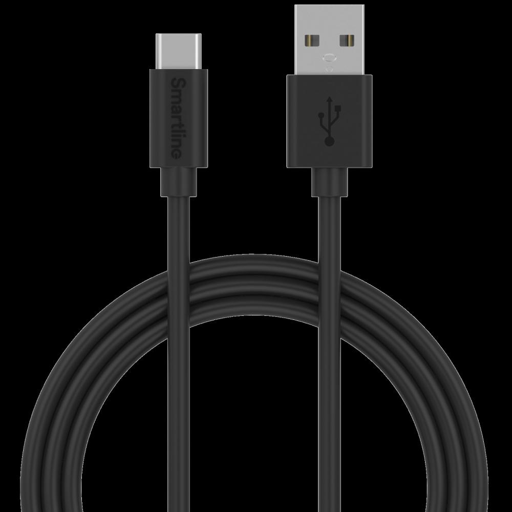 Smartline 2m 3A USB-C Laddningskabel Svart