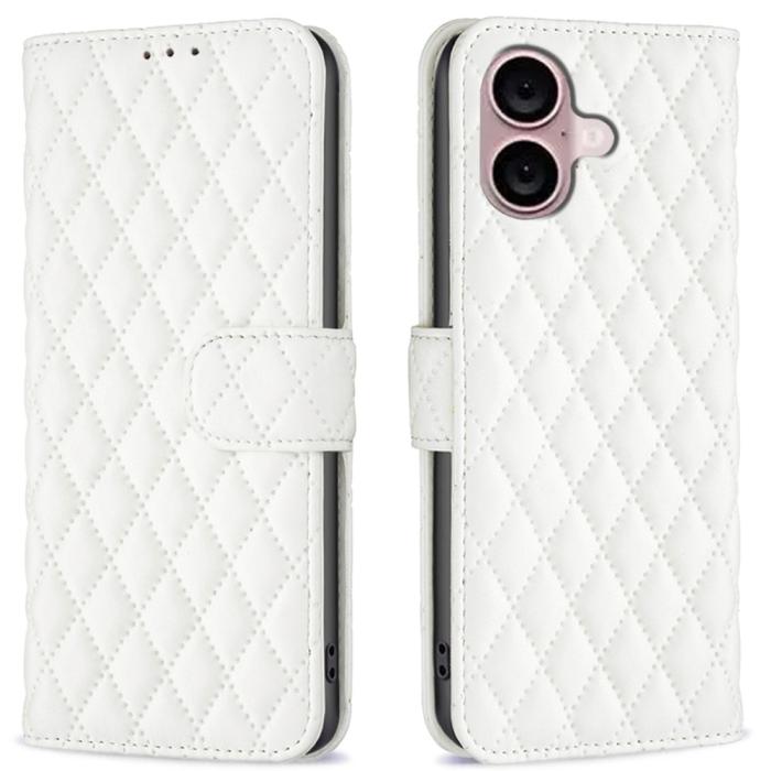 Bild 1, iPhone 16 Plus Fodral Diamond Läder Vit