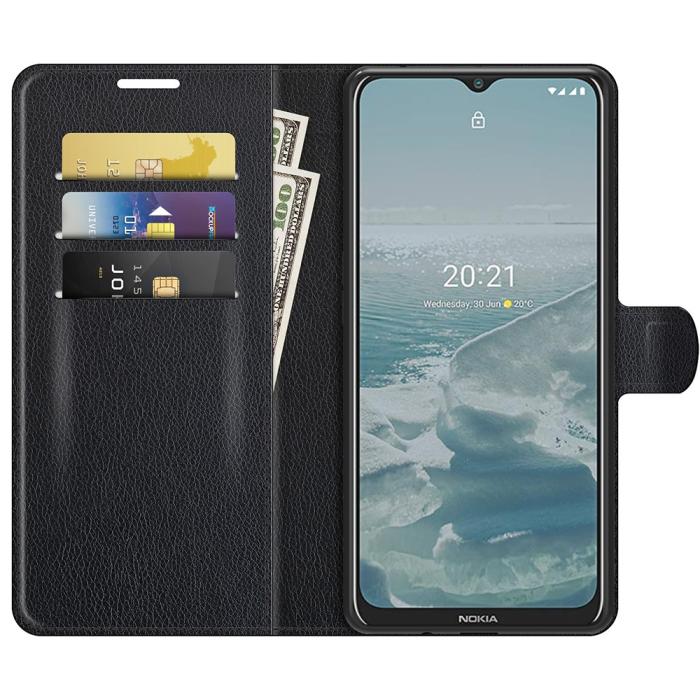 Bild 4, Nokia G10 / G20 Fodral Litchi Läder Svart