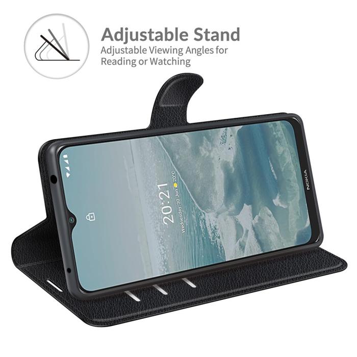 Bild 5, Nokia G10 / G20 Fodral Litchi Läder Svart