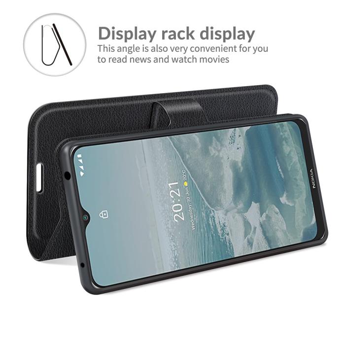Bild 6, Nokia G10 / G20 Fodral Litchi Läder Svart