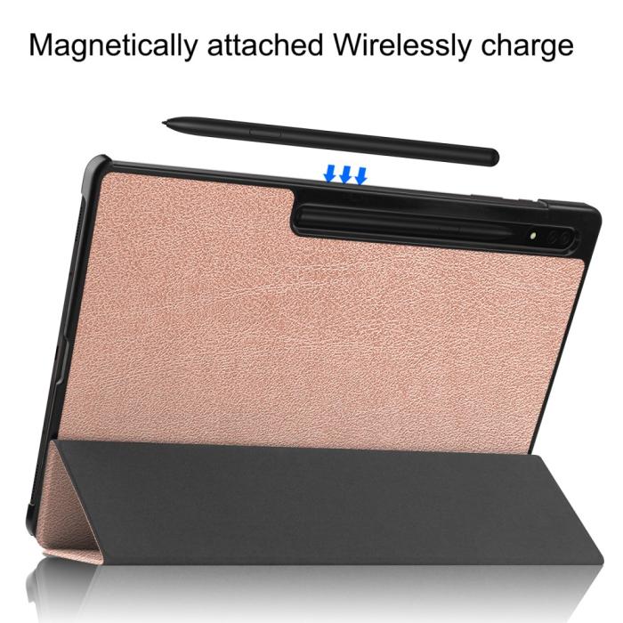 Bild 6, Galaxy Tab S10 Ultra/S9 Ultra/S8 Ultra Fodral Tri-Fold Roséguld