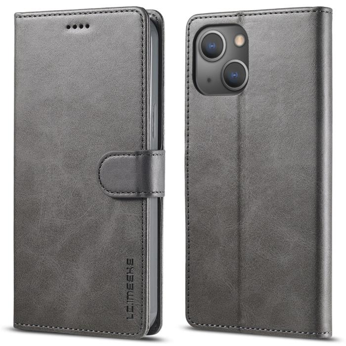 Bild 1, LC.IMEEKE iPhone 15 Fodral Läder Grå